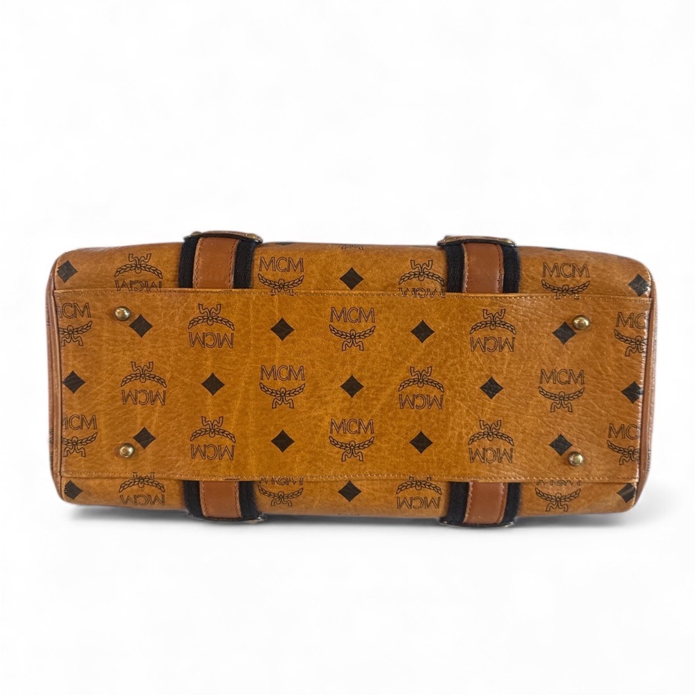 MCM Monogram Viestos Bag Cognac Leather Satchel - Picture 4 of 9